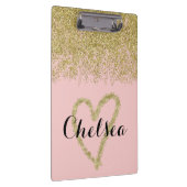 Rozen kwarts en gouden glitter cascade klembord (Rechts)