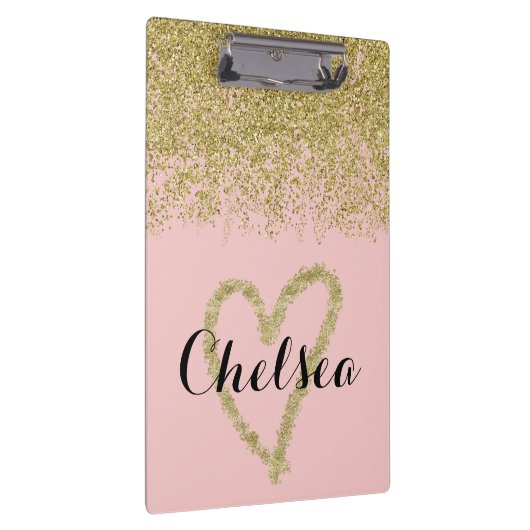 Rozen kwarts en gouden glitter cascade klembord (Rechts)