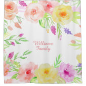 rozen land bloemen zachte pastelkleur douchegordijn (Voorkant)