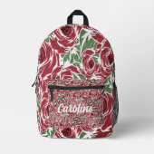 Rozen Landrode groene  bloem Bedrukte Rugzak (Voorkant)