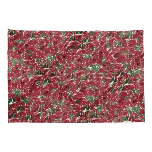 Rozen Landrode groene  bloem Kussensloop (Achterkant-Rechts)