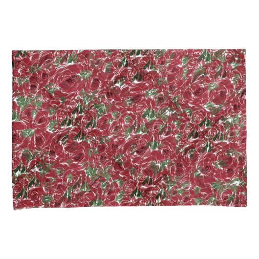 Rozen Landrode groene  bloem Kussensloop (Voorkant-Rechts)