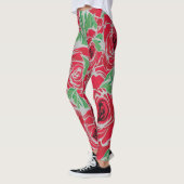 Rozen Landrode groene  bloem Leggings (Links)