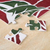 Rozen Landrode groene  bloem Legpuzzel (Zijkant)