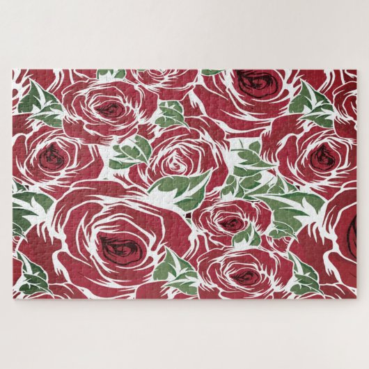 Rozen Landrode groene  bloem Legpuzzel (Horizontaal)