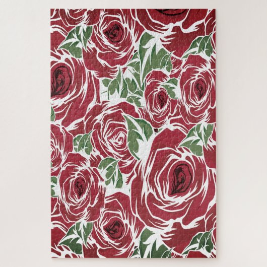 Rozen Landrode groene  bloem Legpuzzel (Verticaal)