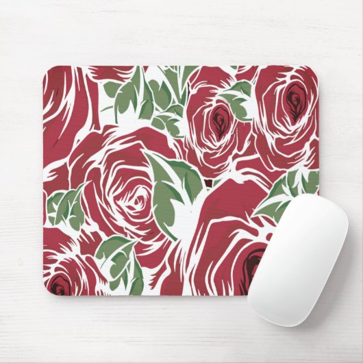 Rozen Landrode groene  bloem Muismat (Met muis)