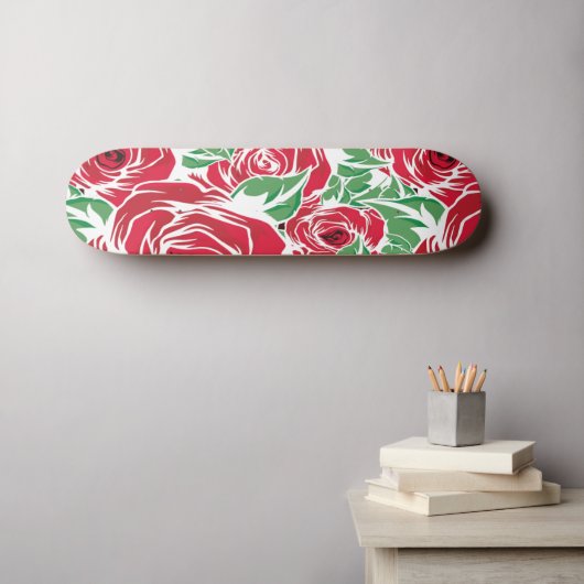 Rozen Landrode groene  bloem Persoonlijk Skateboard (Muurkunst (Horizontaal))