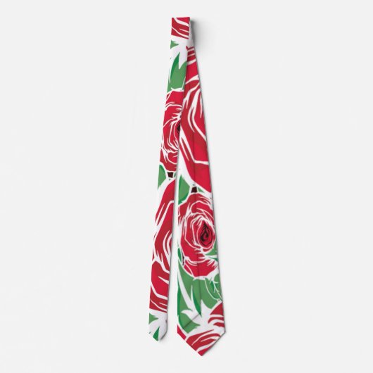 Rozen Landrode groene  bloem Stropdas (Achterkant)