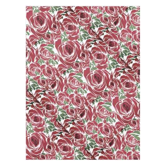Rozen Landrode groene  bloem Tafelkleed (Voorkant)