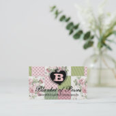 rozen, lappendeken, kantelend naaien visitekaartje (Staand voorkant)