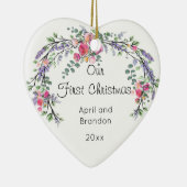 Rozen Lavender en Eucalyptus | Eerste Kerstmis Keramisch Ornament (Rechts)