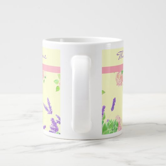 Rozen, lavender, Mock Oranje Waterverf Patroon Grote Koffiekop (Achterkant)