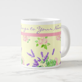 Rozen, lavender, Mock Oranje Waterverf Patroon Grote Koffiekop
