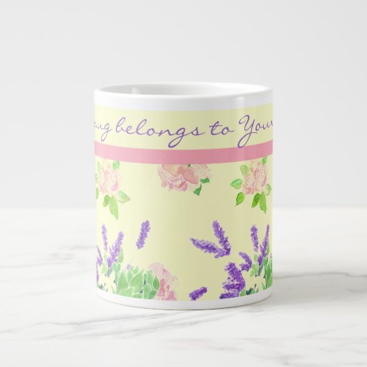 Rozen, lavender, Mock Oranje Waterverf Patroon Grote Koffiekop (Voorkant)