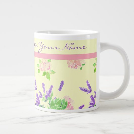 Rozen, lavender, Mock Oranje Waterverf Patroon Grote Koffiekop (Rechts)