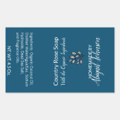 Rozen & lederen lijn Kunst Handgemaakte Blauwe Zee Rechthoekige Sticker (Voorkant)