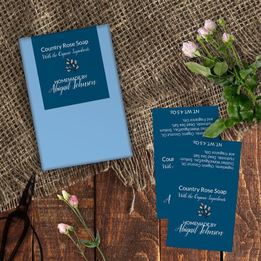 Rozen & lederen lijn Kunst Handgemaakte Blauwe Zee Rechthoekige Sticker