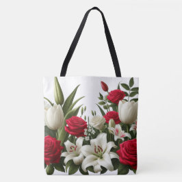 Rozen leliepatroon tote bag