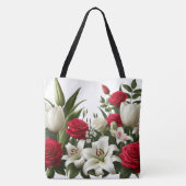Rozen leliepatroon tote bag (Achterkant)