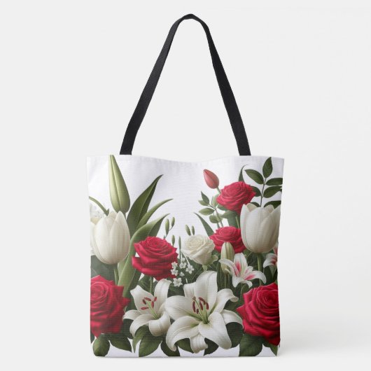 Rozen leliepatroon tote bag (Achterkant)