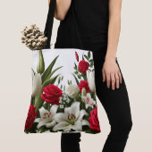 Rozen leliepatroon tote bag (Dichtbij)