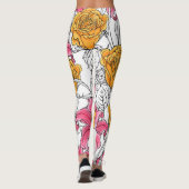 Rozen Lelies Hand getrokken patroon Leggings (Achterkant)