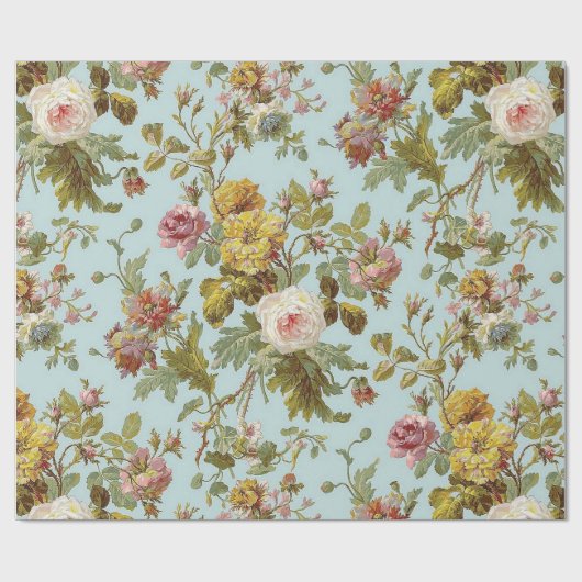 Rozen Licht Blauw Cadeaupapier (Vlak)