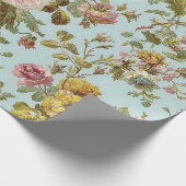 Rozen Licht Blauw Cadeaupapier (Hoek)