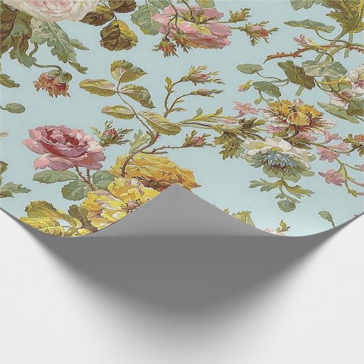 Rozen Licht Blauw Cadeaupapier (Hoek)