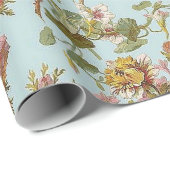 Rozen Licht Blauw Cadeaupapier (Rol Hoek)