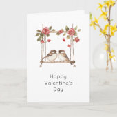 Rozen Liefde Vogels op Schommel Valentijnsdag Kaart (Gele Bloem)