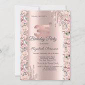 Rozen Lijst Drips Roos Gold 35e Verjaardag Kaart (Voorkant)