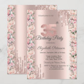 Rozen Lijst Drips Roos Gold 35e Verjaardag Kaart (Voorkant / Achterkant)