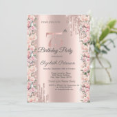 Rozen Lijst Drips Roos Gold 75e Verjaardag Kaart (Staand voorkant)