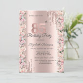 Rozen Lijst Drips Roos Gold 85th Verjaardag Kaart (Staand voorkant)