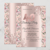 Rozen Lijst Druppels Roos Goud 40e Verjaardag Kaart (Voorkant / Achterkant)