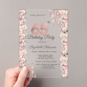 Rozen Lijst Druppels Roos Goud 65e Verjaardag Acryl Uitnodigingen (Insitu (Draagbaar))