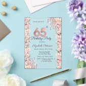 Rozen Lijst Druppels Roos Goud 65e Verjaardag Acryl Uitnodigingen (Insitu (Huwelijk))