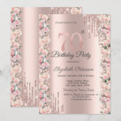 Rozen Lijst Druppels Roos Goud 70e Verjaardag Kaart (Voorkant / Achterkant)