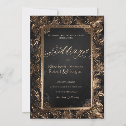 Rozen  Lijst Gotische bruiloft Kaart (Voorkant)