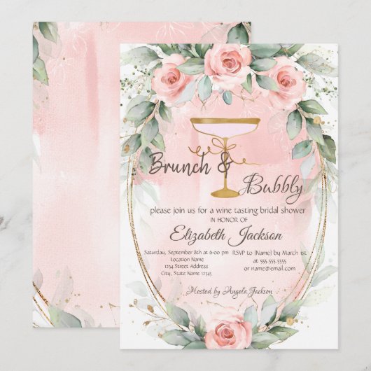 Rozen, Lijsten brunch & bubble Kaart (Voorkant / Achterkant)