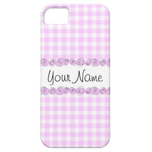 Rozen Lila 'Naam' gecontroleerd iPhone case vertic (Achterkant)