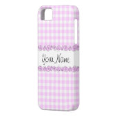 Rozen Lila 'Naam' gecontroleerd iPhone case vertic (Achterkant Links)