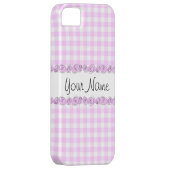 Rozen Lila 'Naam' gecontroleerd iPhone case vertic (Back/Rechts)