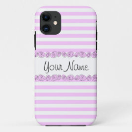 Rozen Lila 'Naam' gestreepte iPhone case verticaal