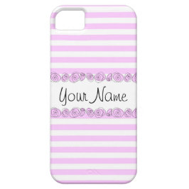 Rozen Lila 'Naam' gestreepte iPhone case verticaal