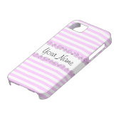 Rozen Lila 'Naam' gestreepte iPhone case verticaal (Onderkant)