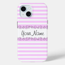 Rozen Lila 'Naam' gestreepte iPhone case verticaal