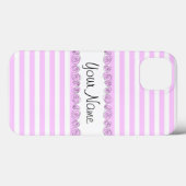 Rozen Lila 'Naam' Stripe iPhone case verticaal (Achterkant (horizontaal))